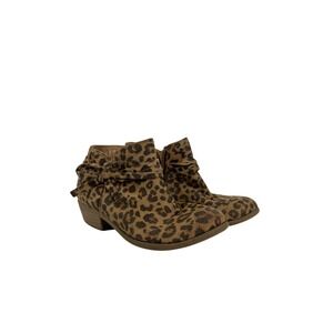 Girls Leopard Print Bow Ankle Boots Side Zip Western Style toddler 11